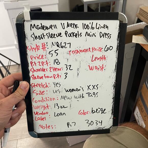 Madewell V Neck 100% Linen Short Sleeve Pockets Mini Dress US Women's XXS New - Picture 7 of 7